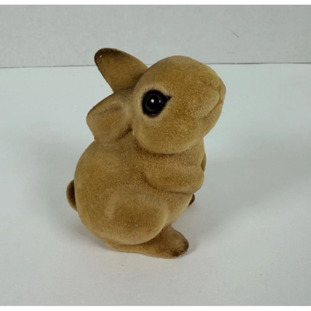 Josef Originals Felt Bunny Rabbit Flocked Figurine Vintage Easter